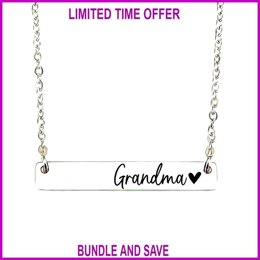 Stainless Steel Bar Necklace, 18" Chain, Professionally Engraved Pendant